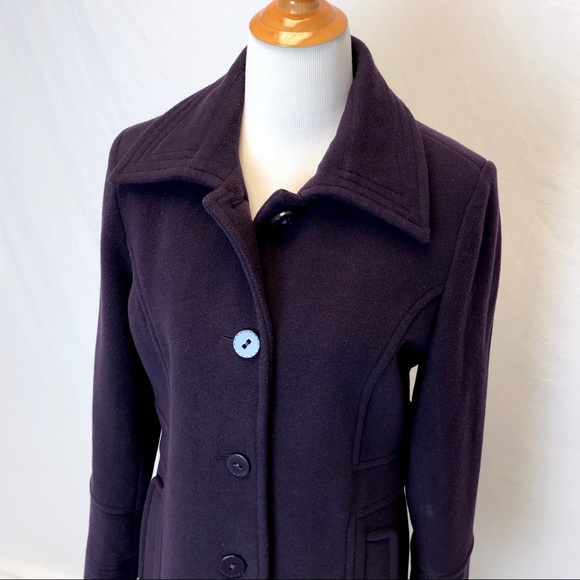 Mackintosh | royal purple long wool pea coat M - Picture 2 of 7